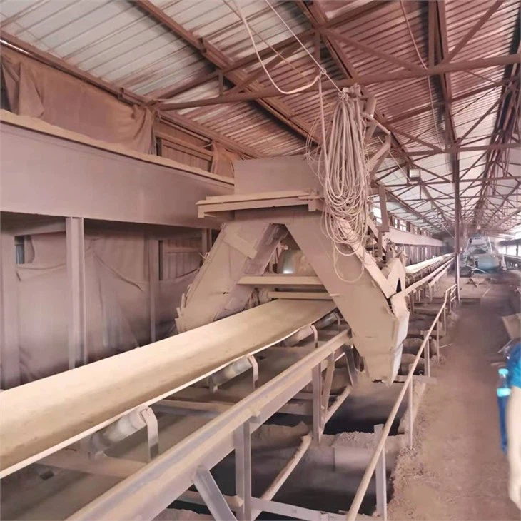 Assembly of motorized unloading trolley for coal bunker distribution system Assembly of motorized unloading trolley for coal bunker distribution system